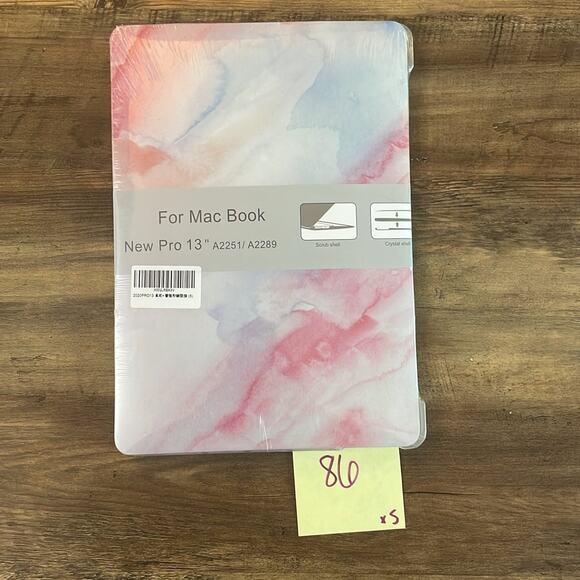 Macbook New Pro 13” years 2016-2020 pink/blue watercolor hardshell case - Picture 3 of 3